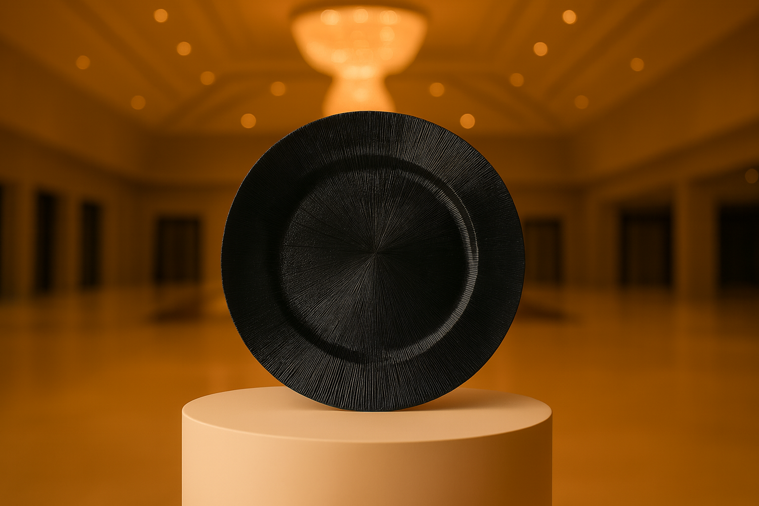 Bajo plato negro texturizado