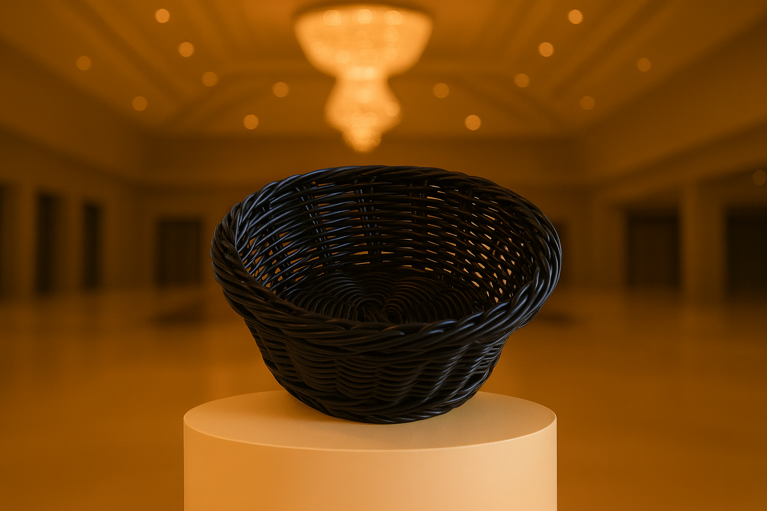 Canastilla Negra de Mimbre Sintético