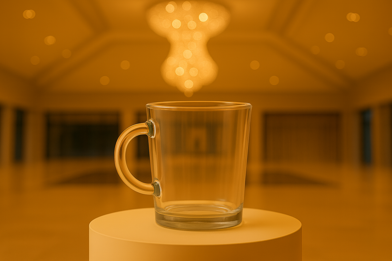 Taza baja de vidrio con asa